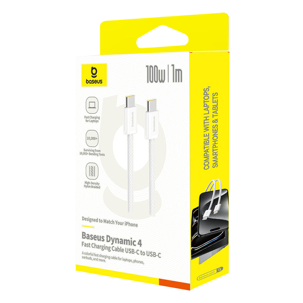 Data- en Oplaadkabel USB-C - USB-C Baseus Dynamic 4 Series, 100W, 1m, Wit P10381400211-00