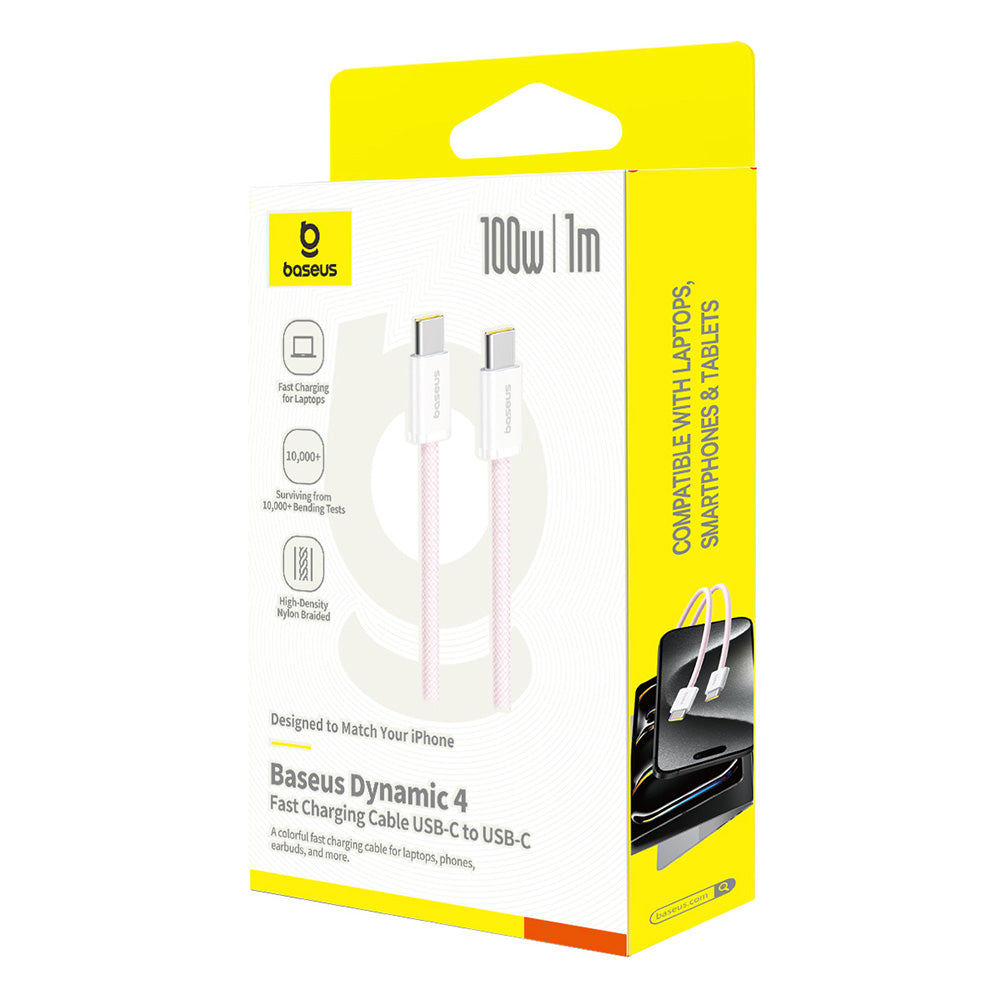 USB-C Data en Oplaadkabel - USB-C Baseus Dynamic 4 Series, 100W, 1m, Roze P10381400411-00