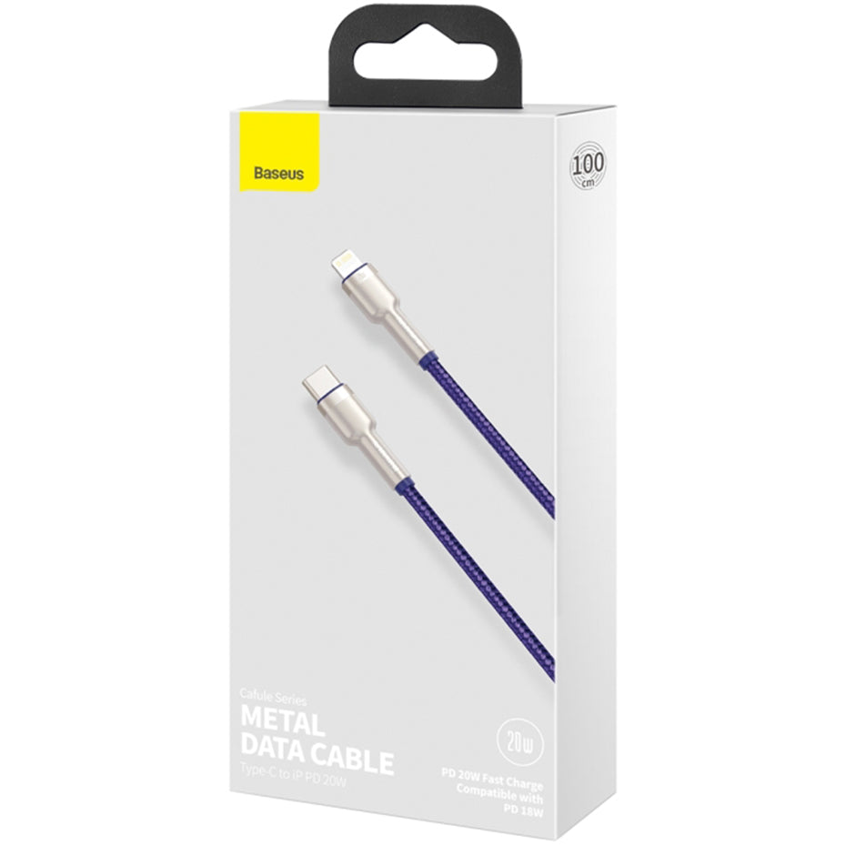 USB-C - Lightning Data en Oplaadkabel Baseus Cafule Metal Series, 20W, 1m, Paars CATLJK-A05