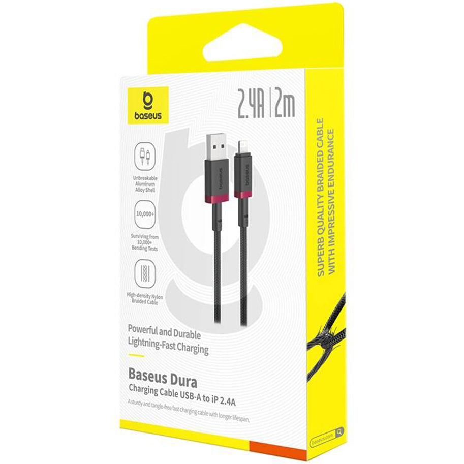 Data- en Oplaadkabel USB-A - Lightning Baseus Dura Series, 18W, 2m, Rood P10377801U01-03