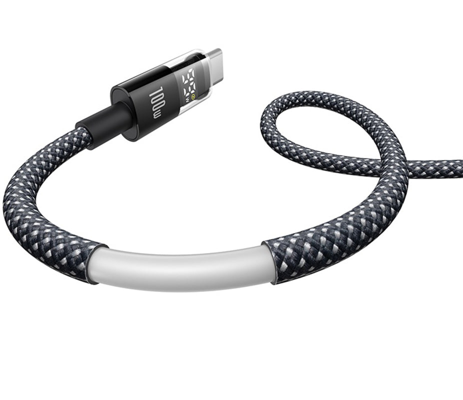 Data- en Oplaadkabel USB-A - USB-C Baseus Display 2, 100W, 1m, Zwart P10382701121-00