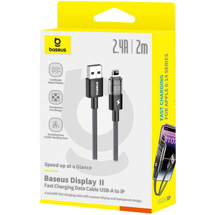 Câble de Données et de Charge USB-A - Lightning Baseus Display 2, 18W, 2m, Noir P10382700121-01
