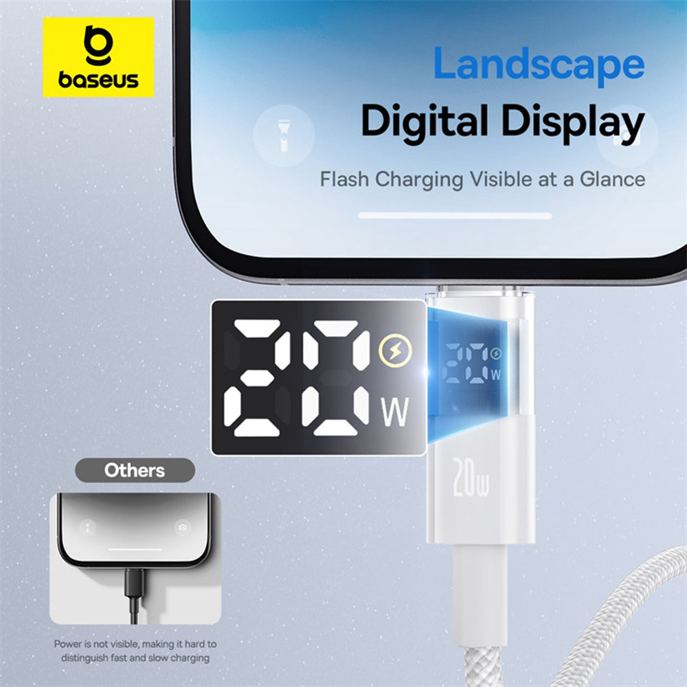 USB-C - Lightning Baseus Display 2 Data- en Oplaadkabel, 20W, 1m, Wit P10382703211-00