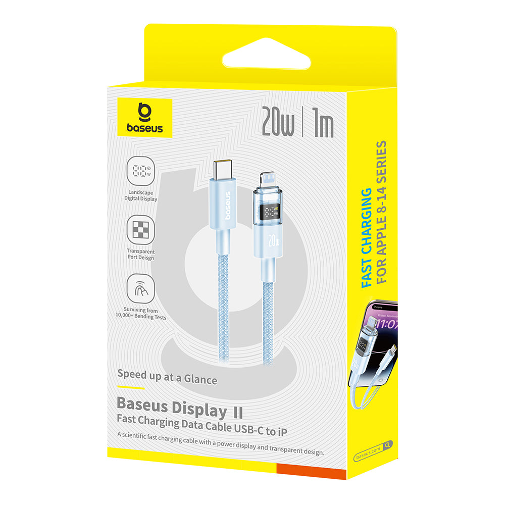 Data- en Oplaadkabel USB-C - Lightning Baseus Display 2, 20W, 1m, Blauw P10382703311-00