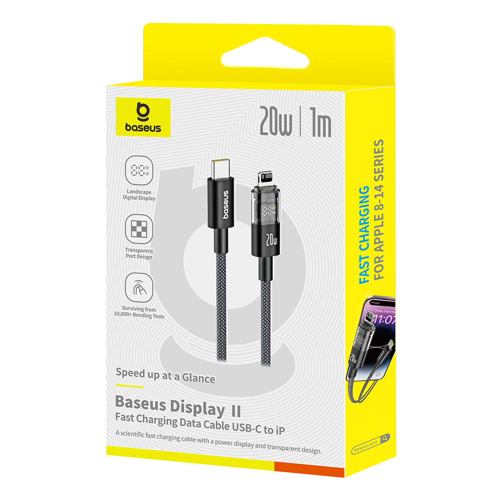 Data- en Oplaadkabel USB-C - Lightning Baseus Display 2, 20W, 1m, Zwart P10382703121-00