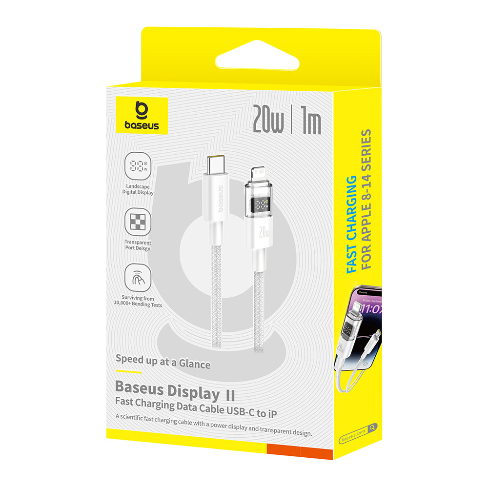 Data- en Oplaadkabel USB-C - Lightning Baseus Display 2, 20W, 2m, Wit P10382703211-01