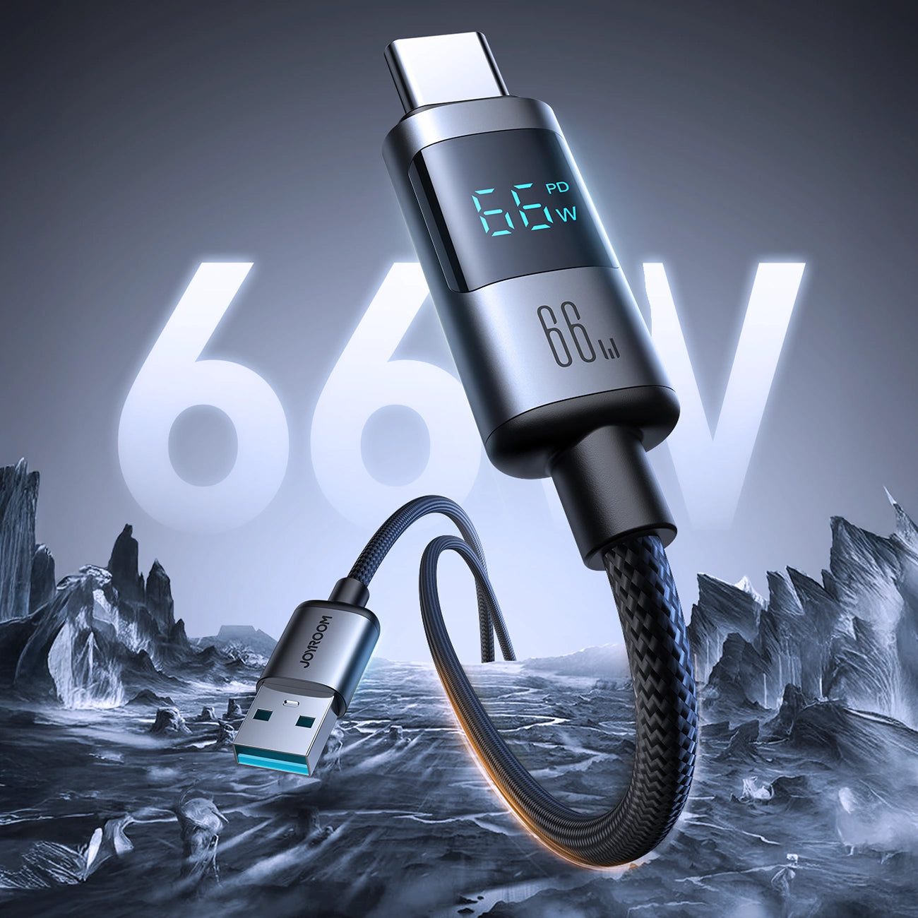 Daten- und Ladekabel USB-A - USB-C Joyroom S-A16 Pro Prism Display, 66W, 1.2m, Schwarz