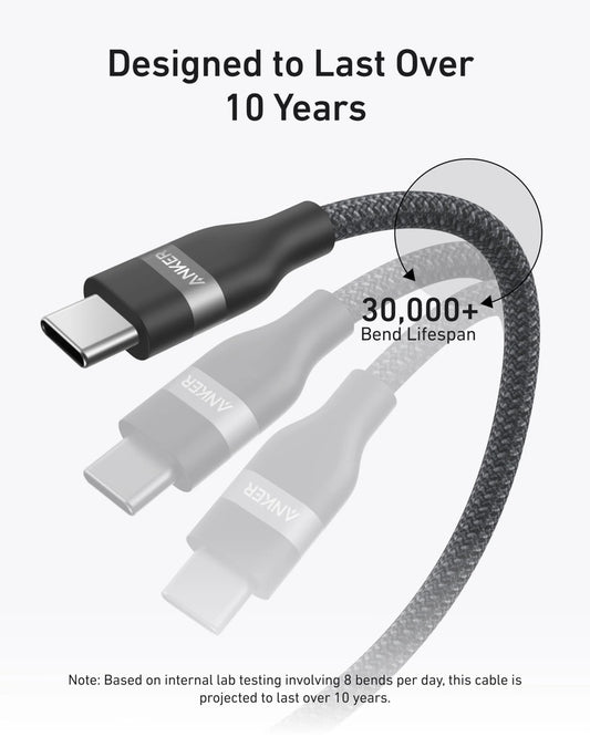 USB-C Data- en Oplaadkabel - USB-C Anker, 240W, 0.9m, Zwart A82E2H11