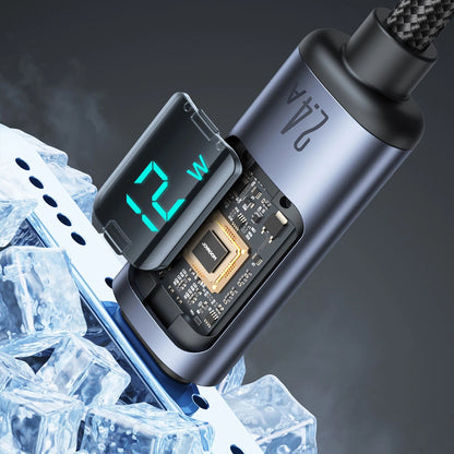 Câble de Données et de Charge USB-A - Lightning Joyroom S-A16 Prism Display, 12W, 1.2m, Noir