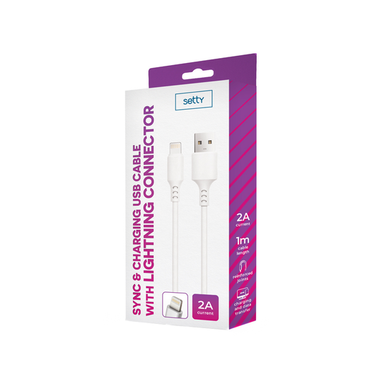 Data- en Oplaadkabel USB-A - Lightning Setty, 18W, 1m, Wit