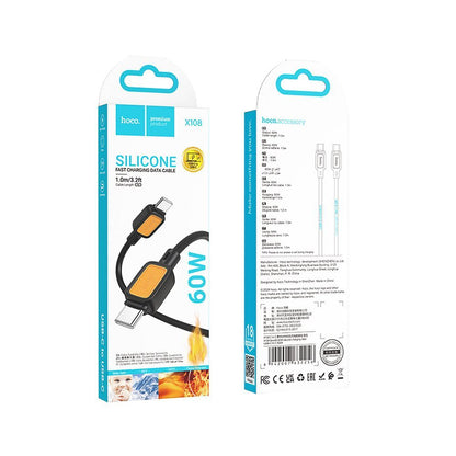 Daten- und Ladekabel USB-C - USB-C HOCO X108, 60W, 1m, Schwarz