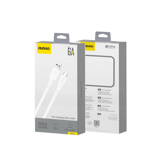 Data- en Oplaadkabel USB-A - USB-C Dudao L2sT, 60W, 1.2m, Wit