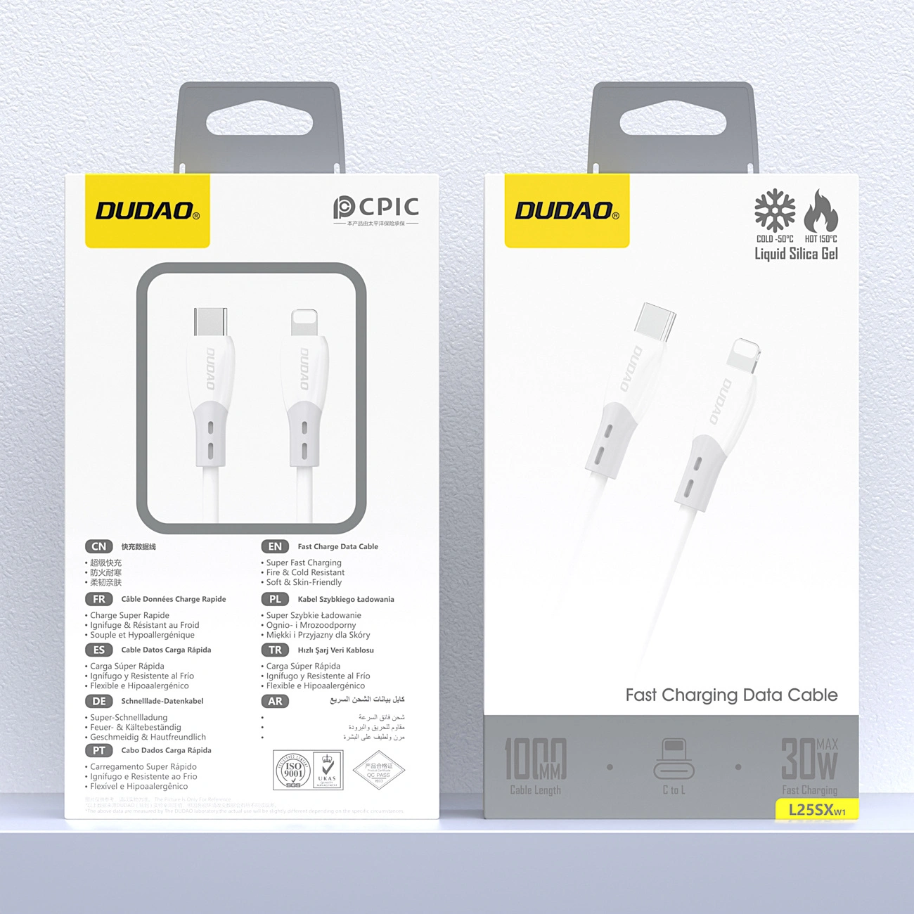 USB-C - Lightning Lade- und Datenkabel Dudao L25SX, 30W, 1m, Weiß