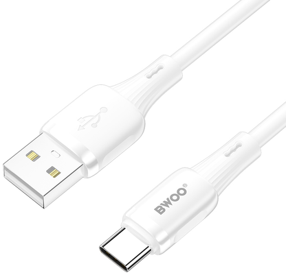 USB-A naar USB-C Data- en Oplaadkabel BWOO X329C, 18W, 1m, Wit