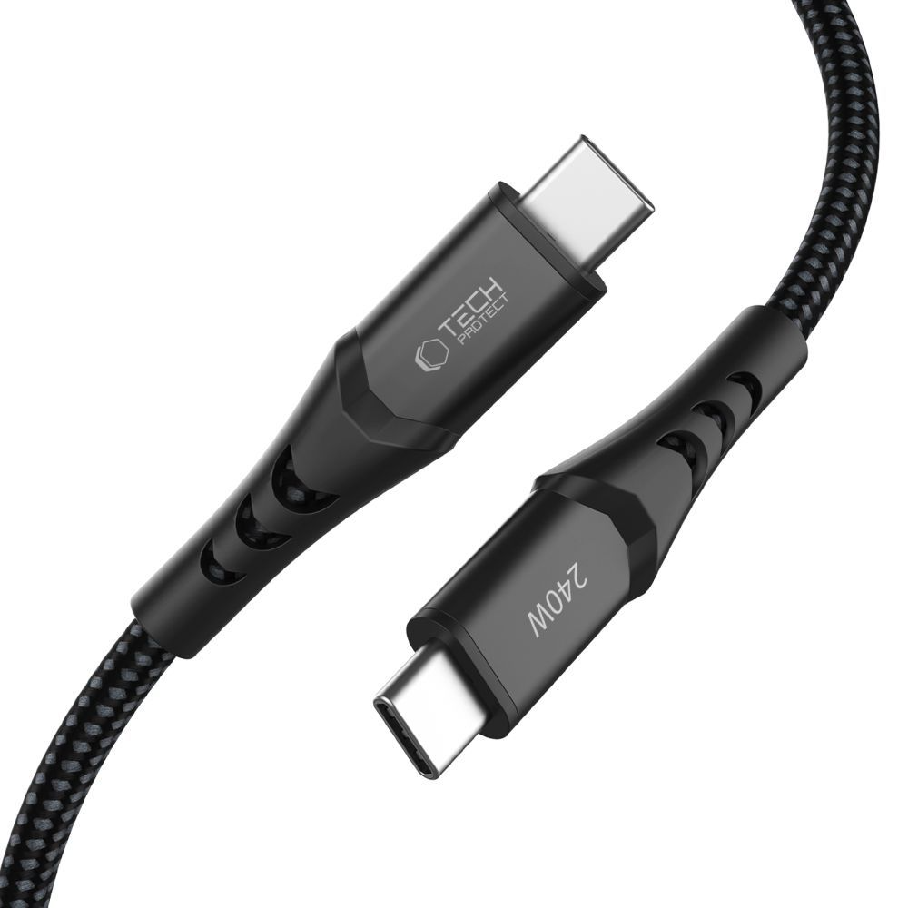 USB-C Data- en Oplaadkabel - USB-C Tech-Protect UB11T Ultraboost, 240W, 1m, Zwart