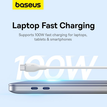 Data- en Oplaadkabel USB-C - USB-C Baseus Pudding, 100W, 1.2m, Wit P10355702221-00