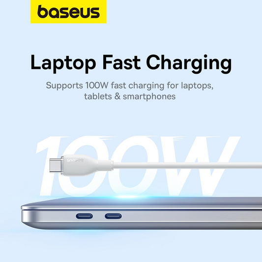 Data- en Oplaadkabel USB-C - USB-C Baseus Pudding, 100W, 1.2m, Wit P10355702221-00