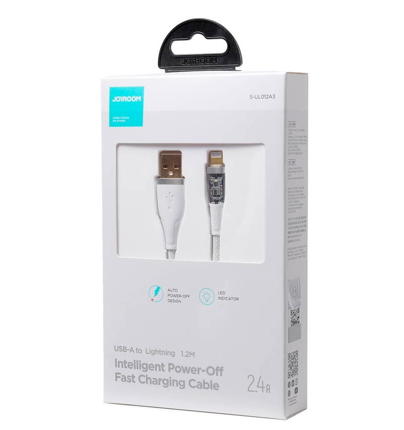 USB-A - Lightning Data- en Oplaadkabel Joyroom S-UL012A3, 18W, 1,2m, Wit
