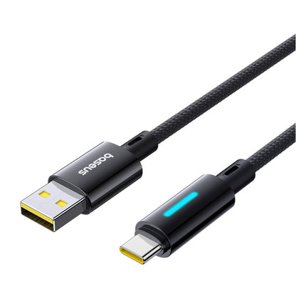 Câble de Données et de Charge USB-A - USB-C Baseus Lit Button Control, 100W, 2m, Noir P10379002121-01