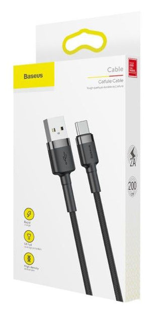 Câble de données et de charge USB-A - USB-C Baseus Cafule, 18W, 2m, Gris CATKLF-CG1