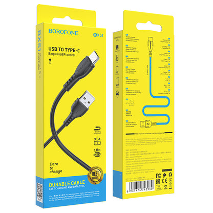 Data- en oplaadkabel USB-A - USB-C Borofone BX51 Triumph MP BX51, 18W, 1m, Zwart