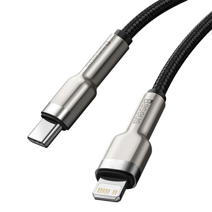 Data- en oplaadkabel USB-C - Lightning Baseus Cafule Metaalserie, 20W, 1m, Zwart CATLJK-A01