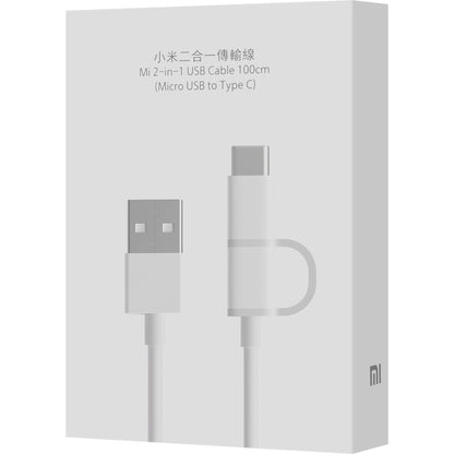 Data- en oplaadkabel USB-A - microUSB / USB-C Xiaomi Mi 2in1, 18W, 1m, Wit SJV4082TY 