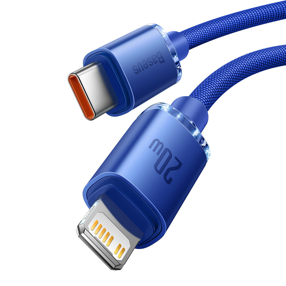 Baseus Crystal Shine Series USB-C - Lightning Data- en oplaadkabel, 20W, 2m, Blauw CAJY000303 