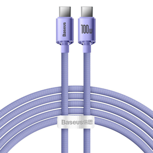 USB-C data- en oplaadkabel - USB-C Baseus Crystal Shine Series, 100W, 2m, paars CAJY000705 