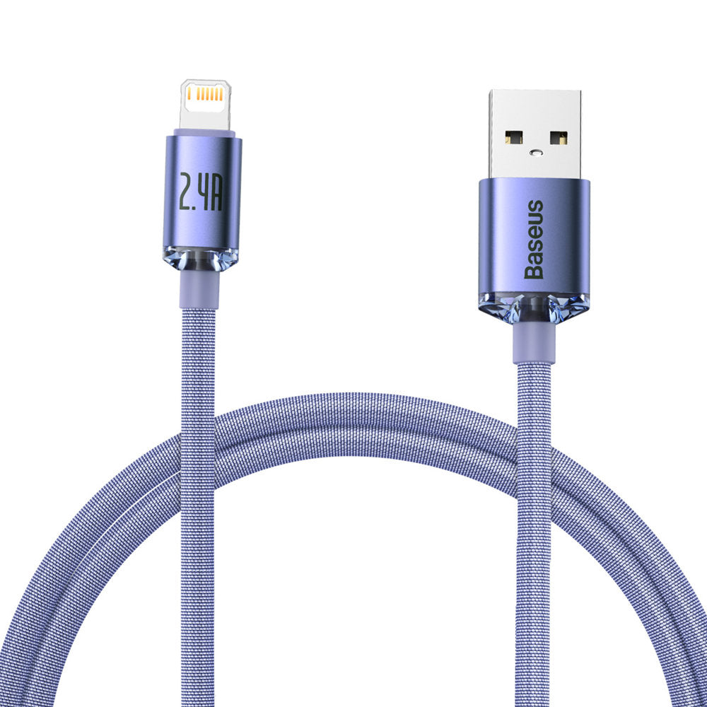 Baseus Crystal Shine Series USB-A - Lightning Charging and Data Cable, 18W, 1.2m, Purple CAJYY000005 