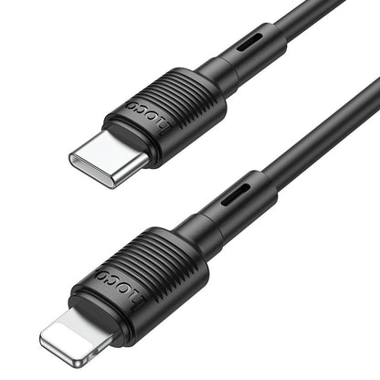 HOCO X83 Victory USB-C - Lightning Data- en oplaadkabel, 20W, 1m, Zwart 