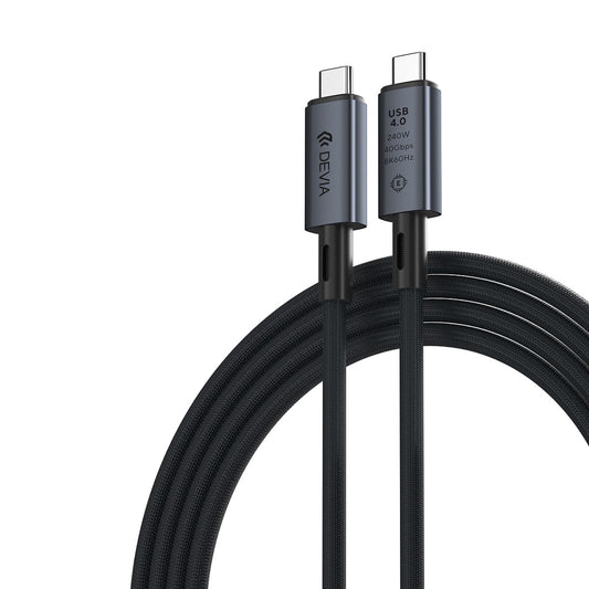 USB-C Data- en Oplaadkabel - USB-C DEVIA EC641, 240W, 1m, Zwart