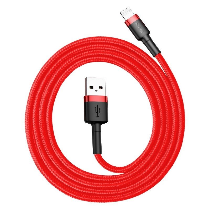 USB-A - Lightning Data- en Oplaadkabel Baseus Cafule, 18W, 1m, Rood CALKLF-B09