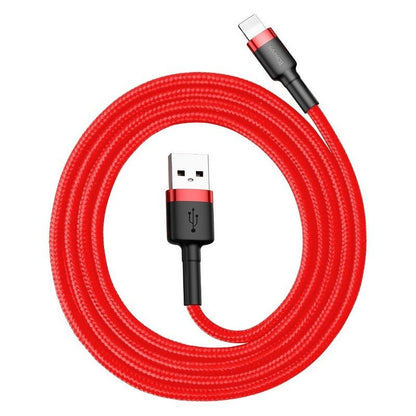 USB-A - Lightning Data- en Oplaadkabel Baseus Cafule, 18W, 1m, Rood CALKLF-B09