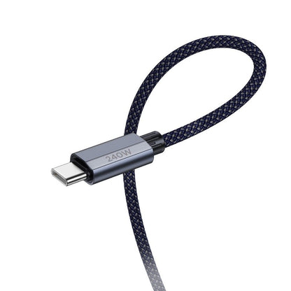 USB-C data- en oplaadkabel - USB-C HOCO U134, 240W, 1,8m, Blauw 