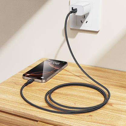 USB-C Data- en Oplaadkabel - USB-C Borofone BX116 Certain, 60W, 1m, Zwart