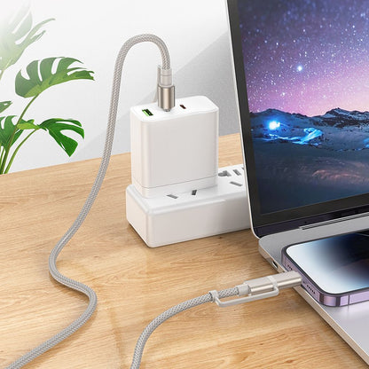 Câble de Données et de Charge USB-C / Lightning - USB-C / Led HOCO U138, 60W, 1.2m, Gris
