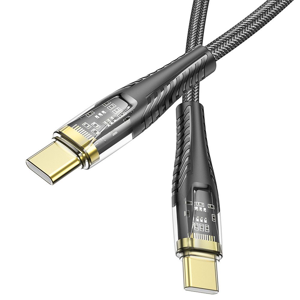 USB-C - USB-C Data- en Oplaadkabel HOCO U121, 60W, 1.2m, Zwart