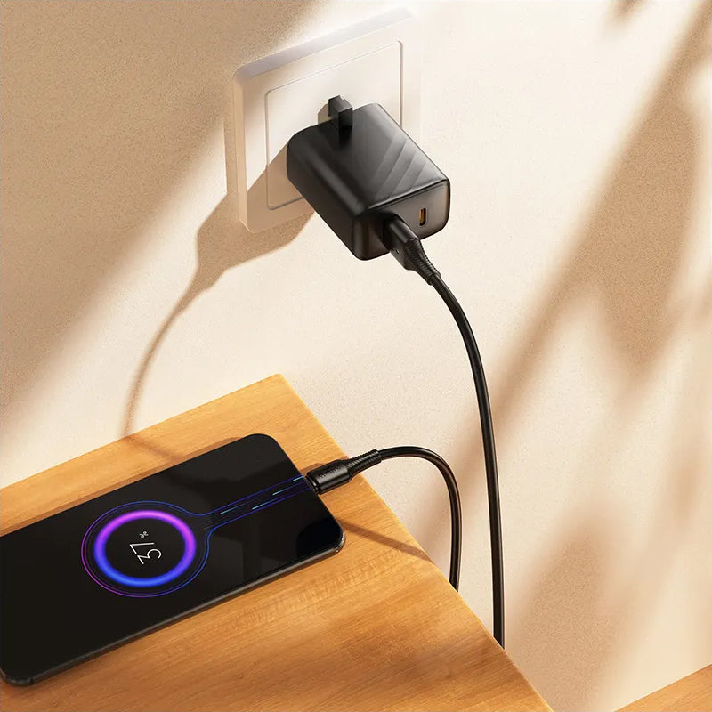 Data- en Oplaadkabel USB-A - microUSB HOCO X120, 18W, 1m, Zwart