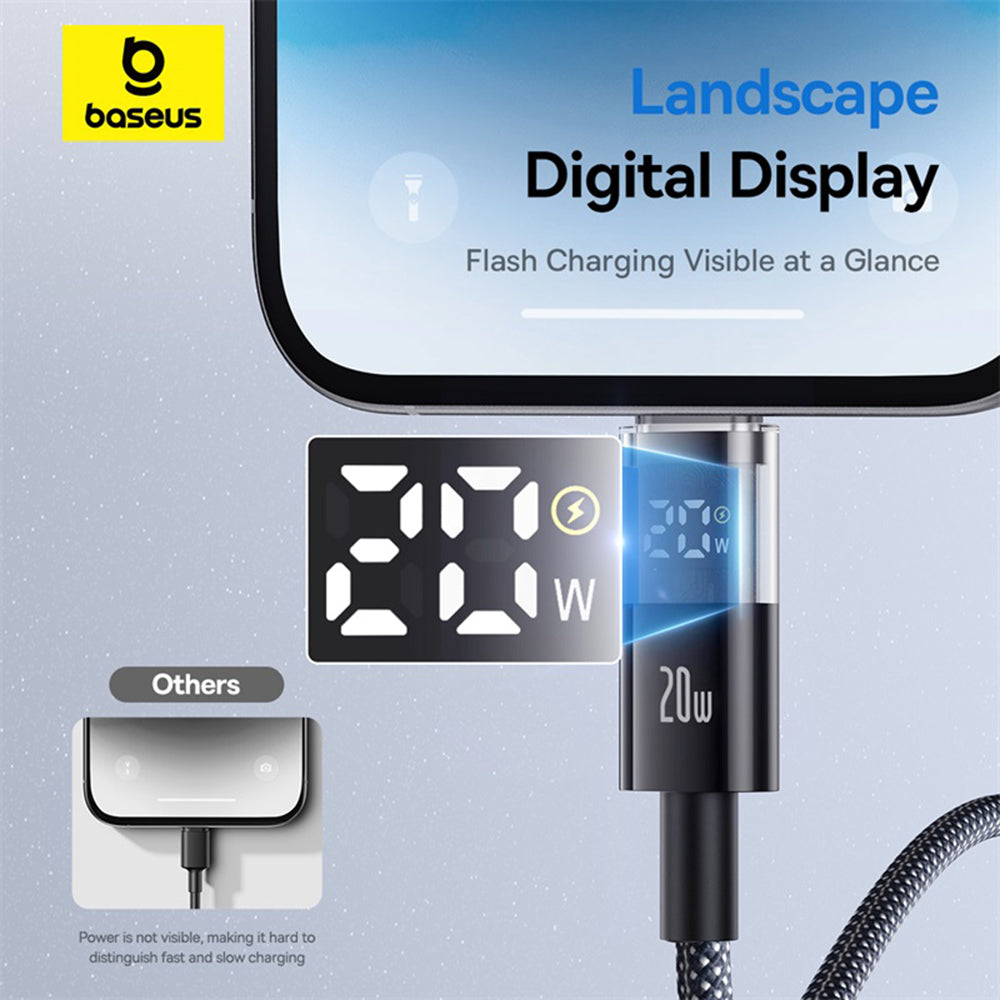 Data- en Oplaadkabel USB-C - Lightning Baseus Display 2, 20W, 1m, Zwart P10382703121-00