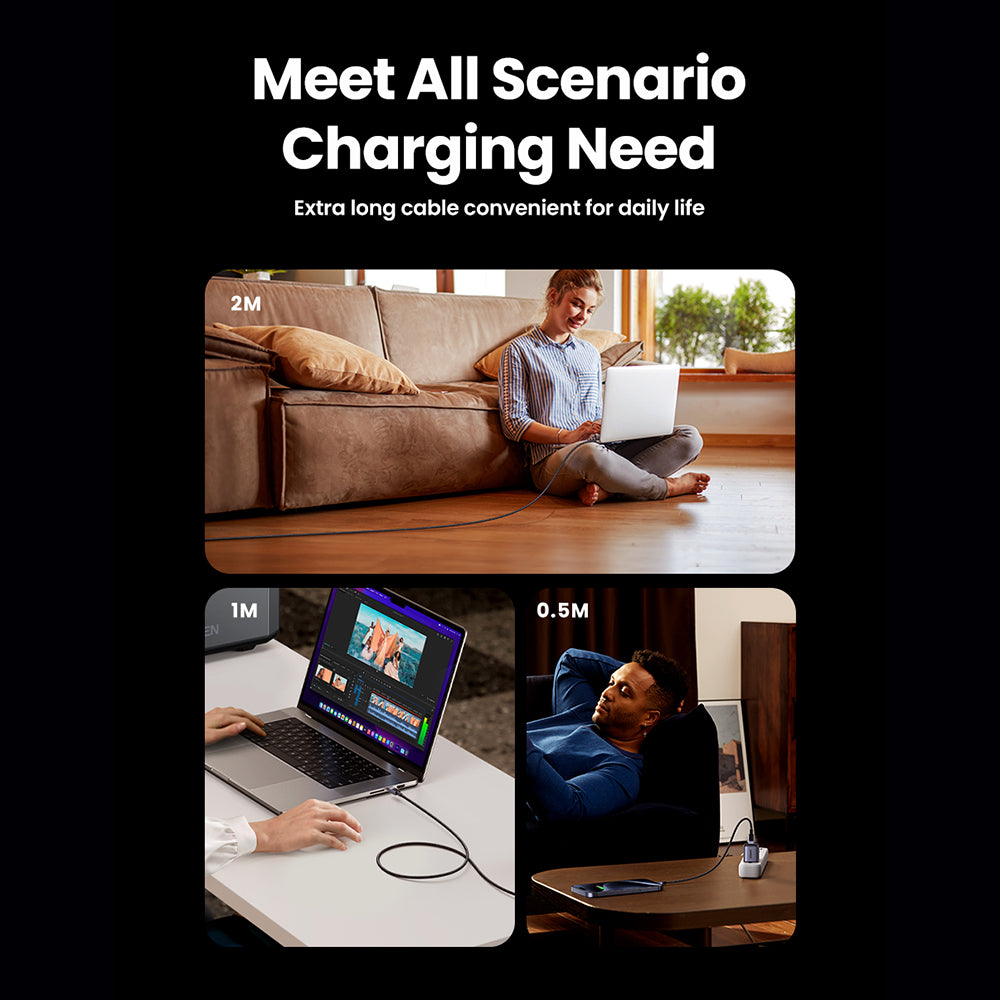 Câble de Données et de Charge USB-C - USB-C UGREEN L513, 240W, 2m, Noir
