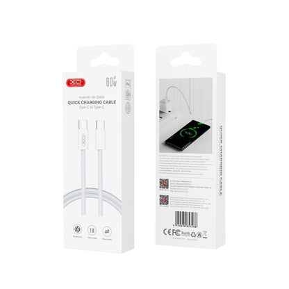 Câble de Données et de Charge USB-C - USB-C XO Design NB-Q260B, 60W, 1.5m, Blanc