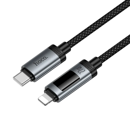 Daten- und Ladekabel USB-C - Lightning HOCO Display U148, 27W, 1.2m, Schwarz
