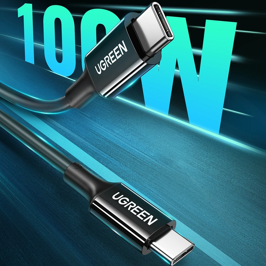 USB-C - USB-C Data- en Oplaadkabel UGREEN US300, 100W, 2m, Zwart