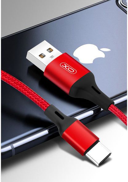 Data- en Oplaadkabel USB-A - USB-C XO Design NB143, 18W, 2m, Rood