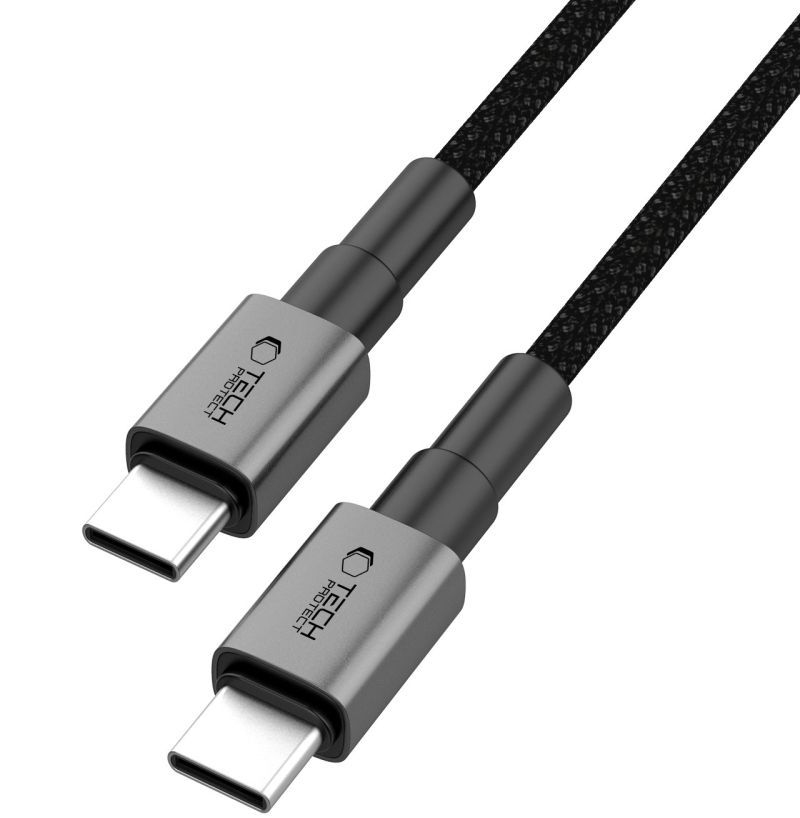 Câble de Données et de Charge USB-C - USB-C Tech-Protect Ultraboost DNA MagTwist, 100W, 2m, Gris