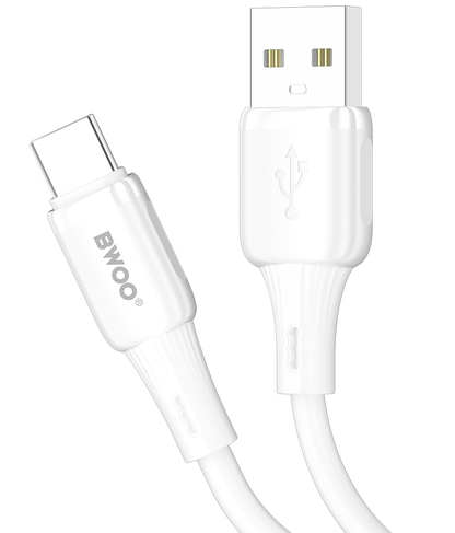USB-A naar USB-C Data- en Oplaadkabel BWOO X329C, 18W, 1m, Wit