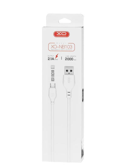 USB-A - microUSB Data en Oplaadkabel XO Design NB103, 18W, 2m, Wit