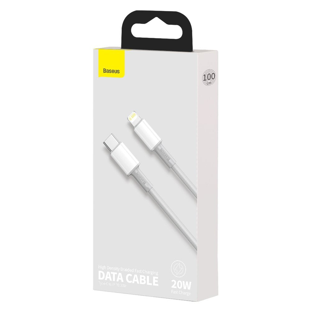 Baseus Gevlochten USB-C - Lightning Data- en oplaadkabel met hoge dichtheid, 20W, 1m, Wit CATLGD-02