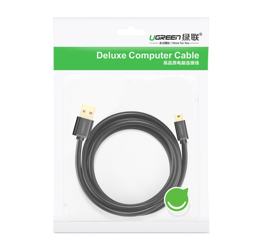 USB-A - miniUSB Daten- und Ladekabel UGREEN US132, 2m, Schwarz